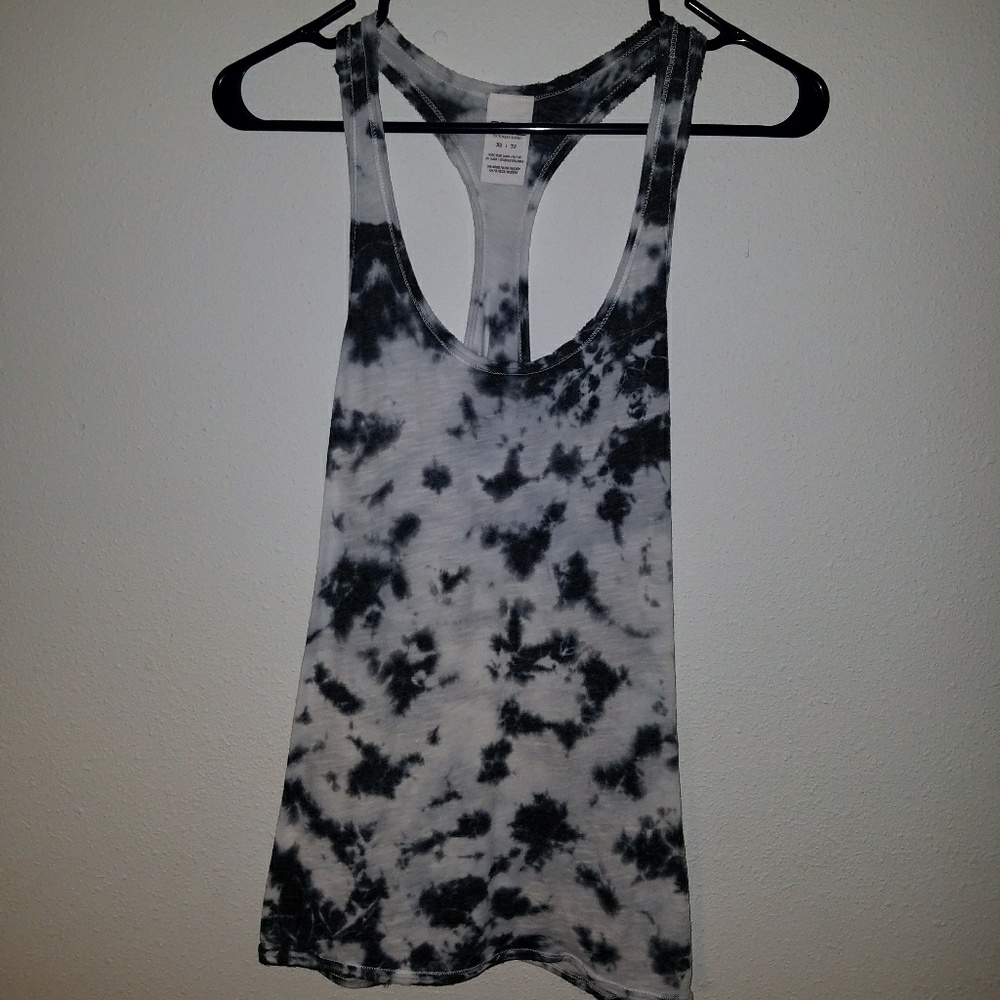 Black and white tye-die PINK tank top